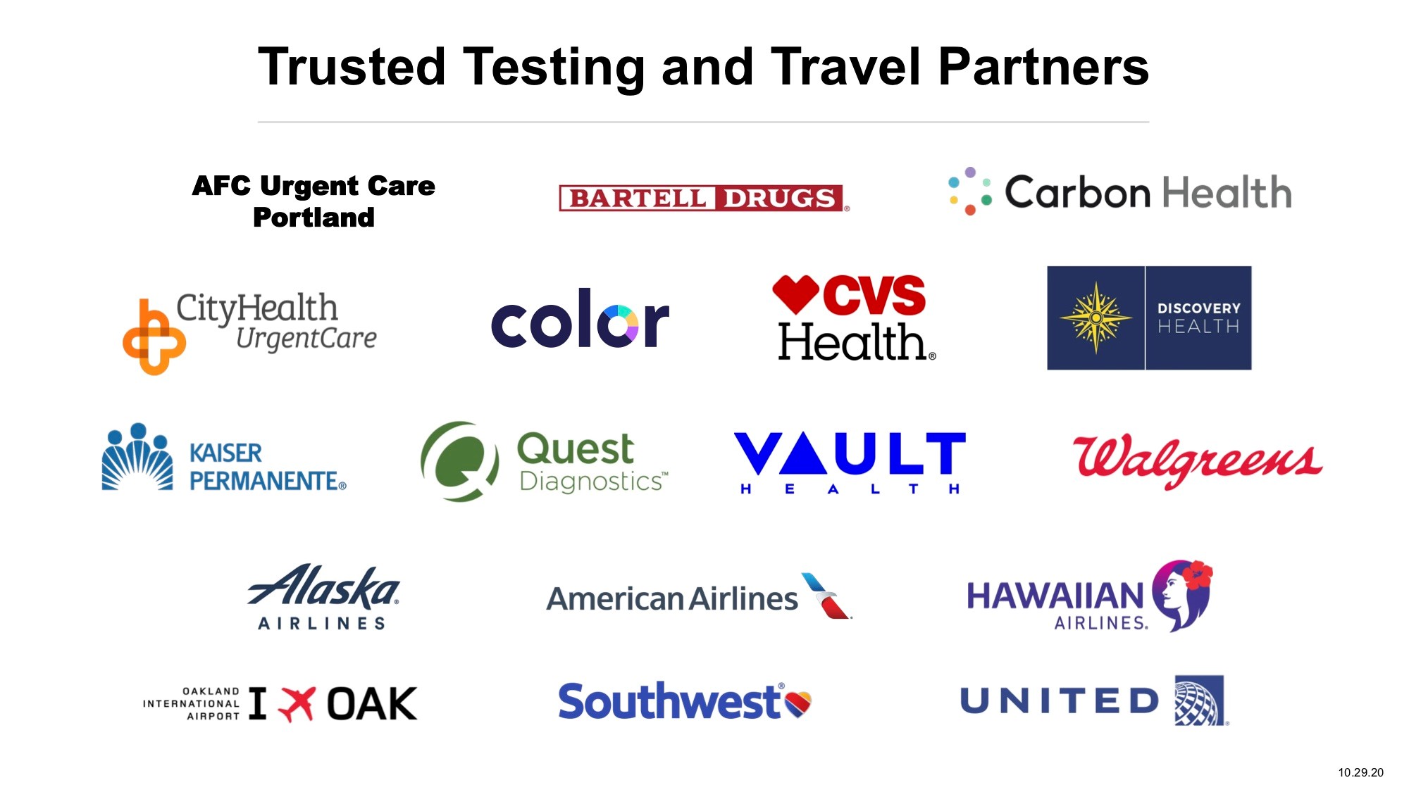 Trusted Testing and Travel Partners - Nov 4 2020