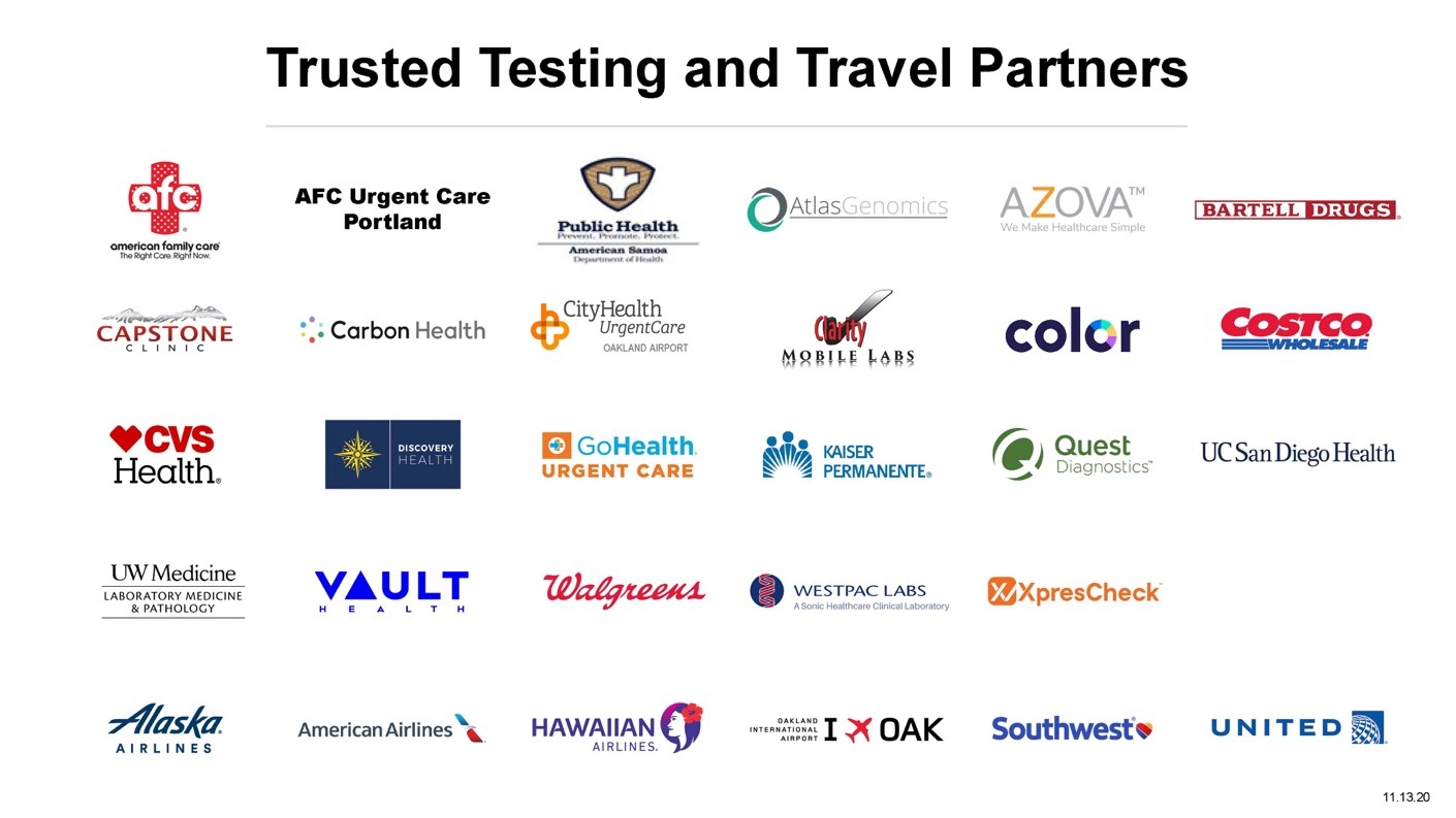 Trusted Testing and Travel Partners - November 16 2020