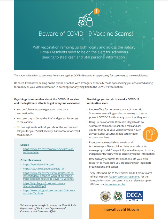Beware of COVID-19 Vaccine Scams
