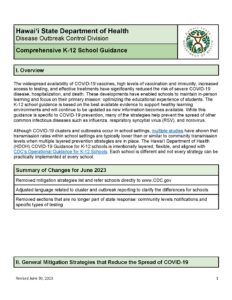 Hawaii school guidance for COVID-19