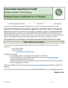 COVID-19 Potential Exposure Notification for K-12 Schools